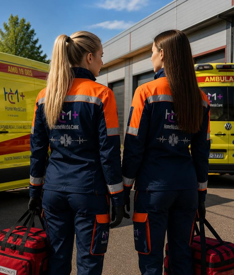 HomeMed&Care medicīnas brigāde pie neatliekamās palīdzības automašīnām